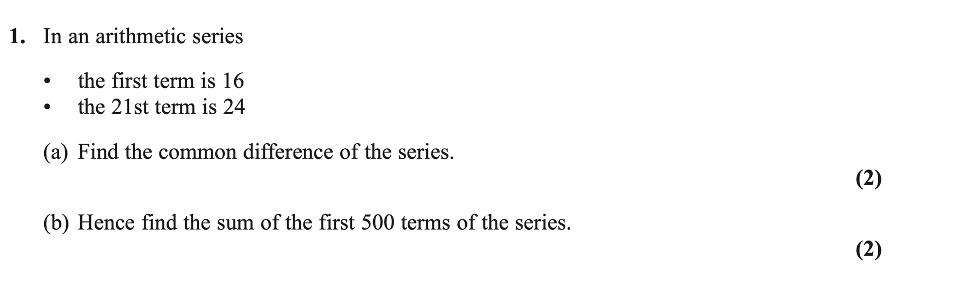 Q1 - Edexcel A-Level Maths Paper 2 June 2021