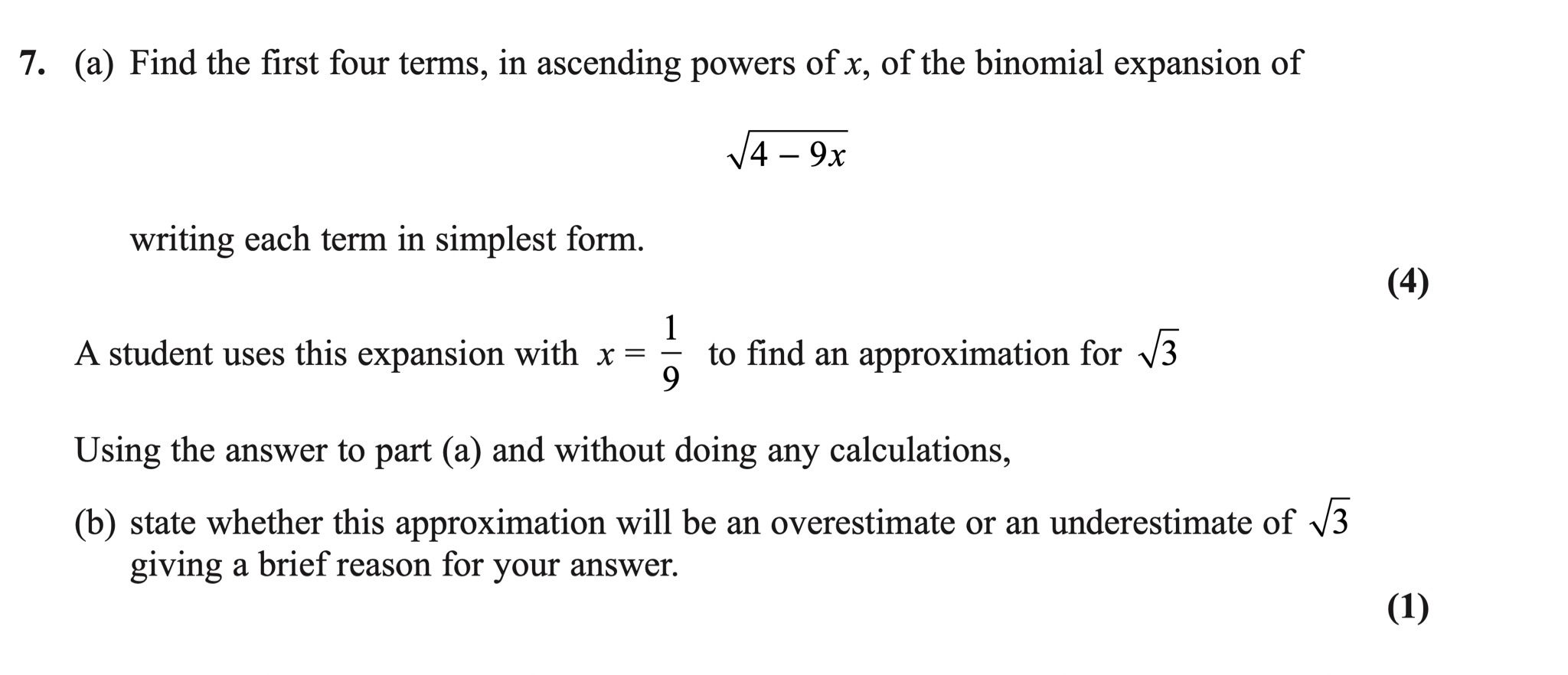Q7 - Edexcel A-Level Maths Paper 2 June 2022