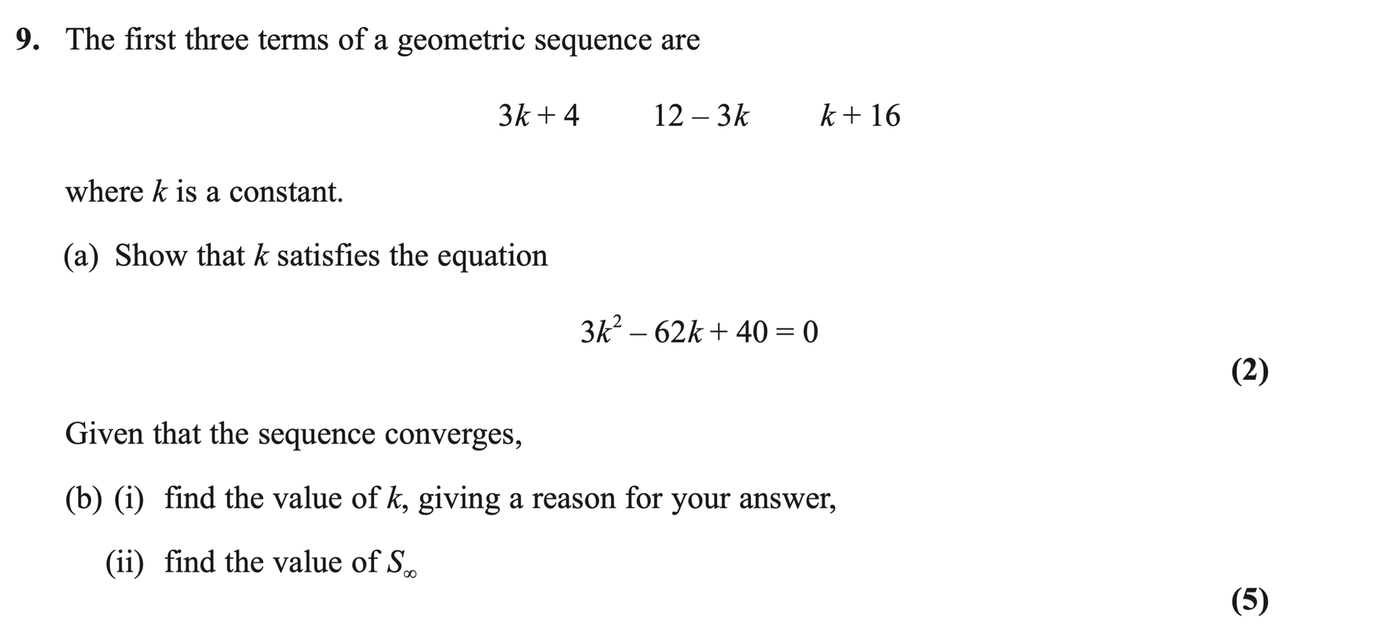 Q9 - Edexcel A-Level Maths Paper 1 June 2023