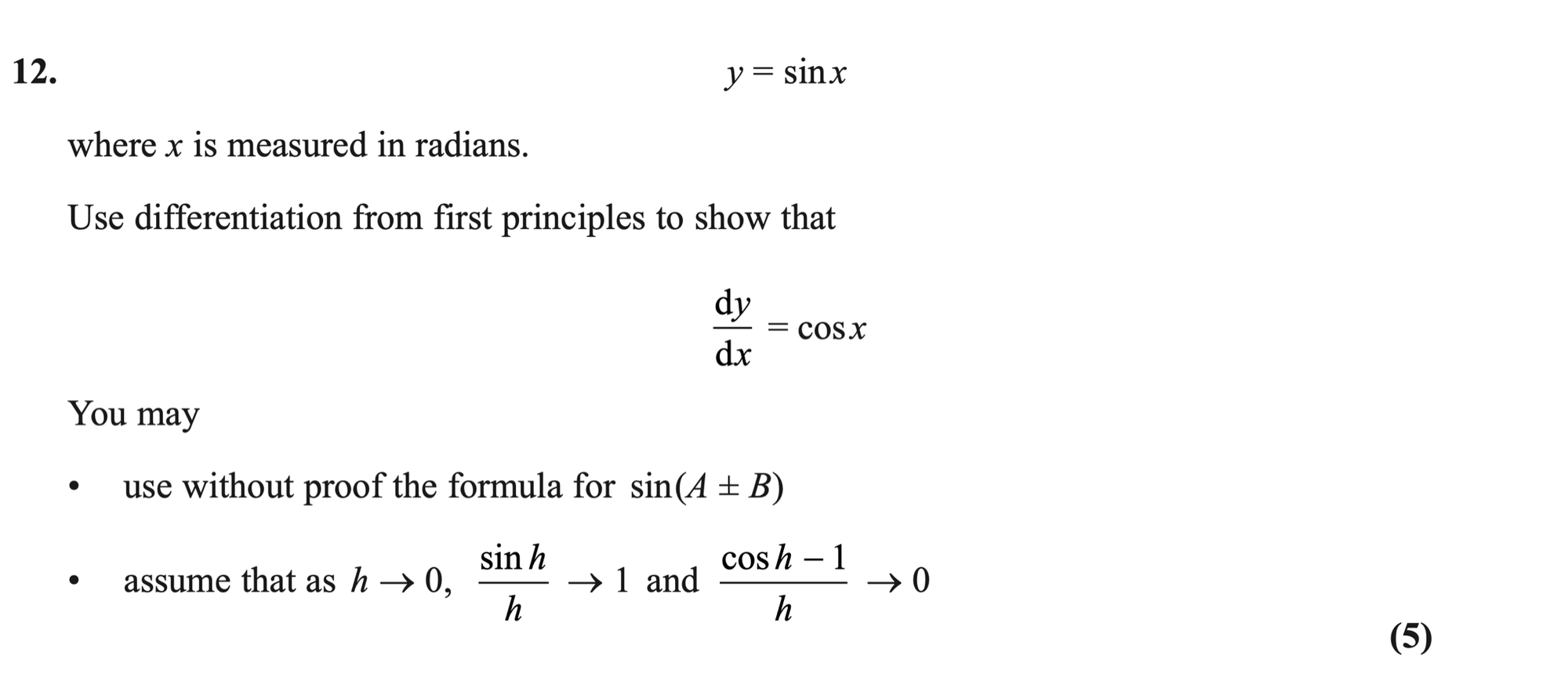 Q12 - Edexcel A-Level Maths Paper 1 June 2023