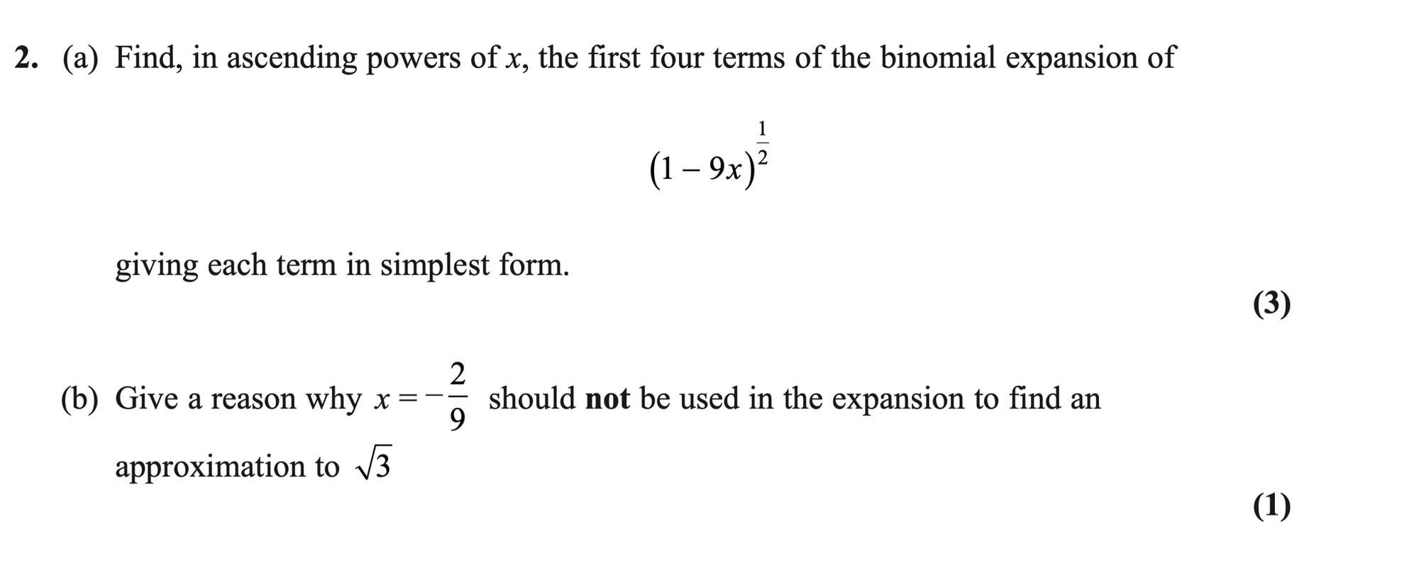 Q2 - Edexcel A-Level Maths Paper 1 June 2024