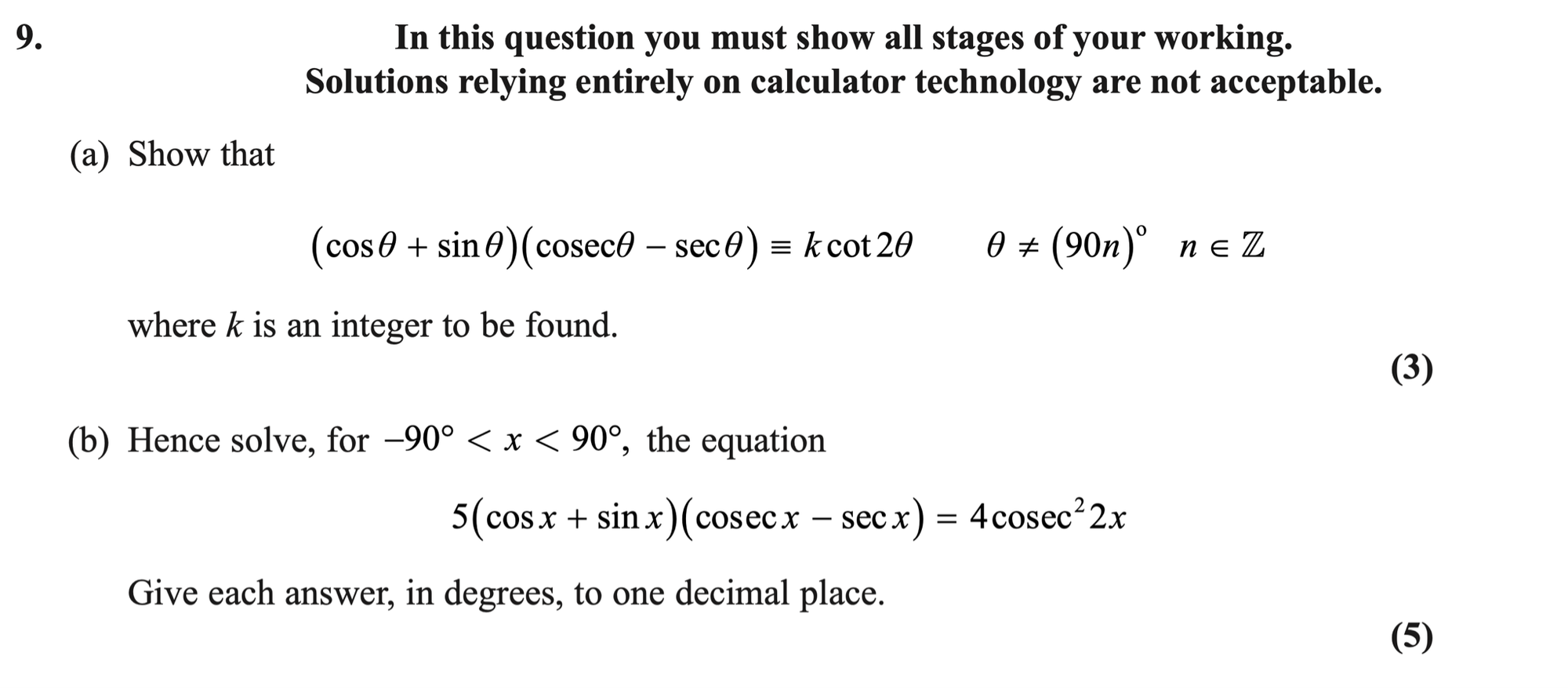 Q9 - Edexcel A-Level Maths Paper 1 June 2026