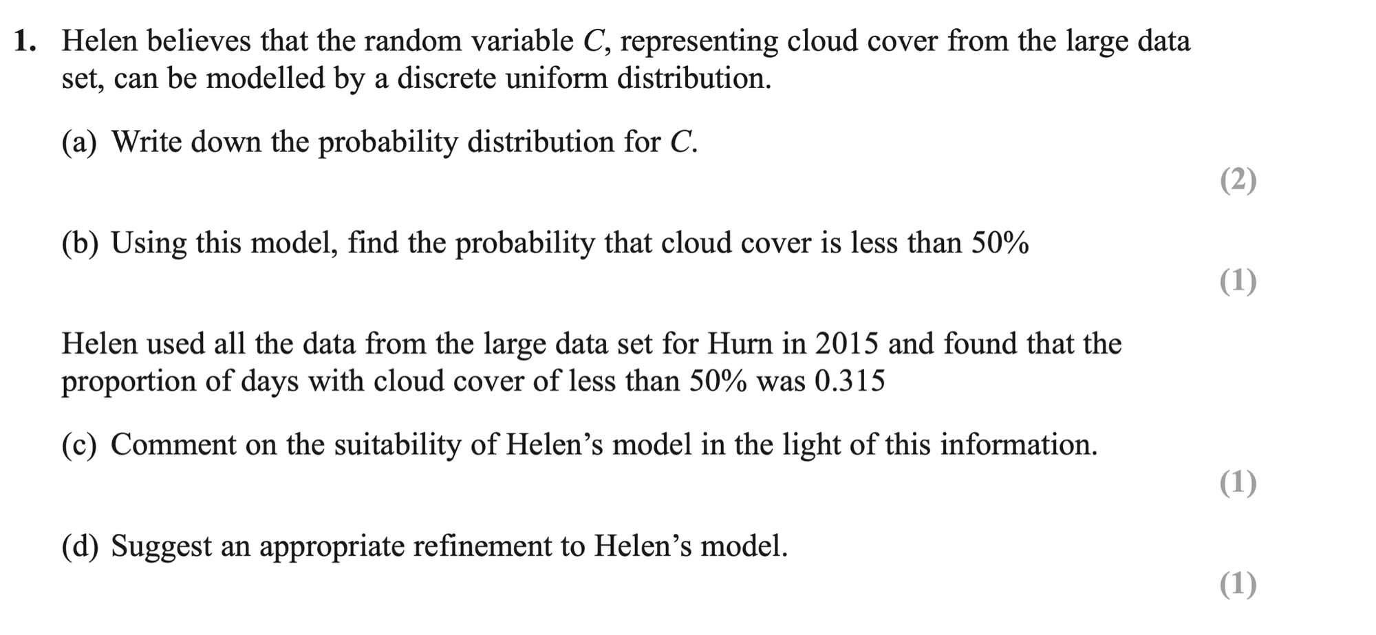 Q1 - Edexcel A-Level Maths Paper 3 June 2018