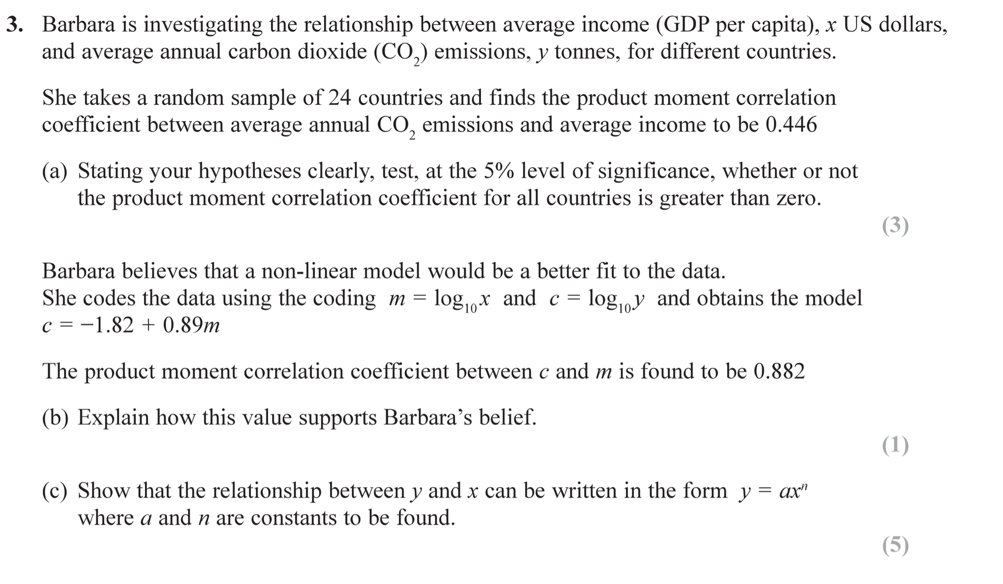 Q3 - Edexcel A-Level Maths Paper 3 June 2019