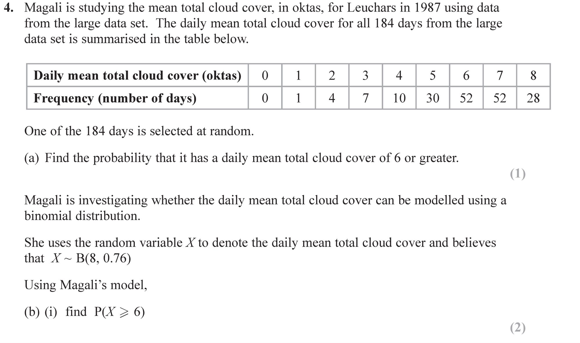 Q4 - Edexcel A-Level Maths Paper 3 June 2019