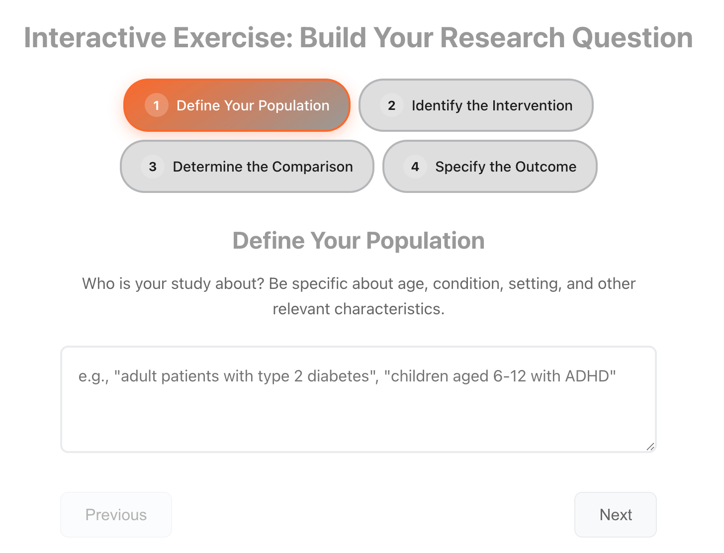 Interactive Research Question Builder