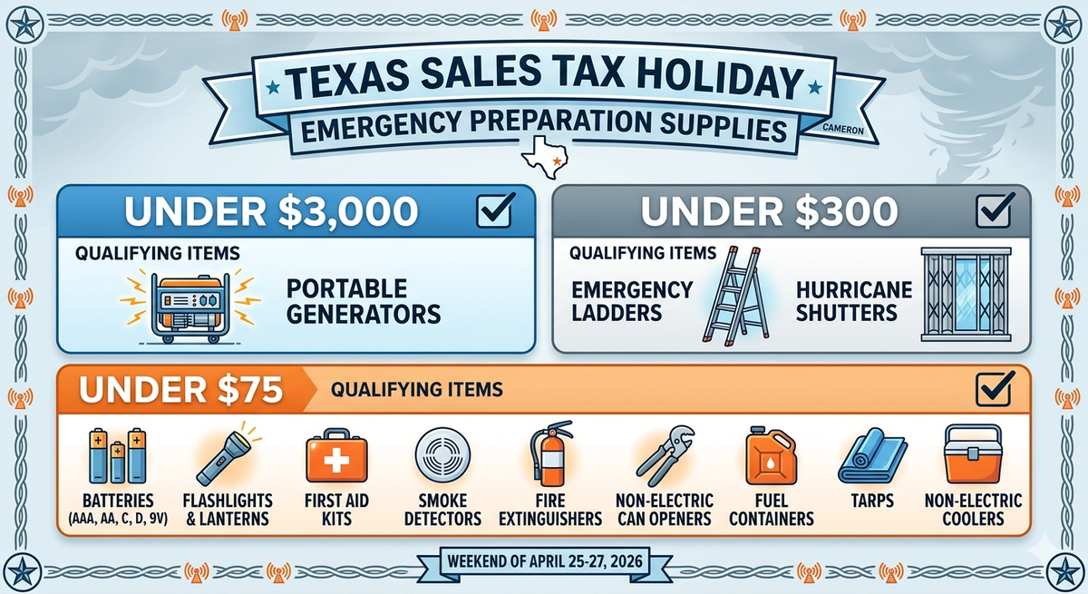 Tax-Free Weekend: Cameron Gear Up for Emergency Prep Supplies