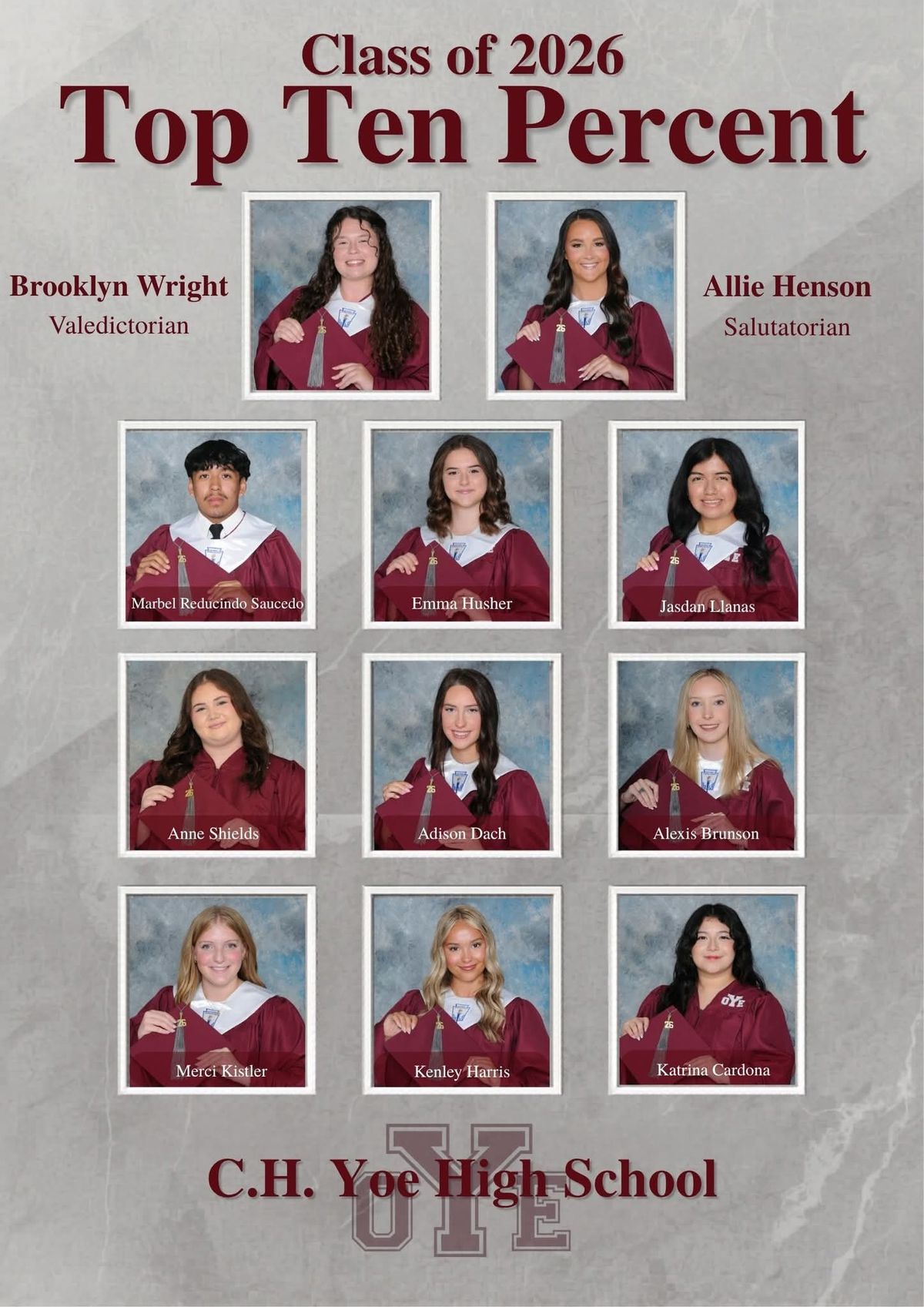C.H. Yoe High School Celebrates the Class of 2026 Top Ten Percent