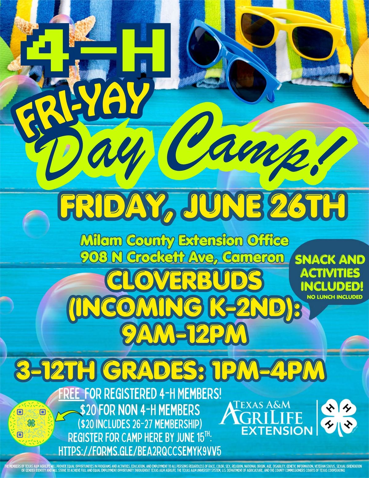 Milam County 4-H Hosts "Fri-YAY Day Camp" on June 26