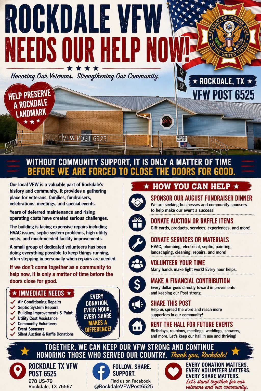 A Landmark at Risk: Rockdale VFW Sounds Urgent Alarm for Community Rescue
