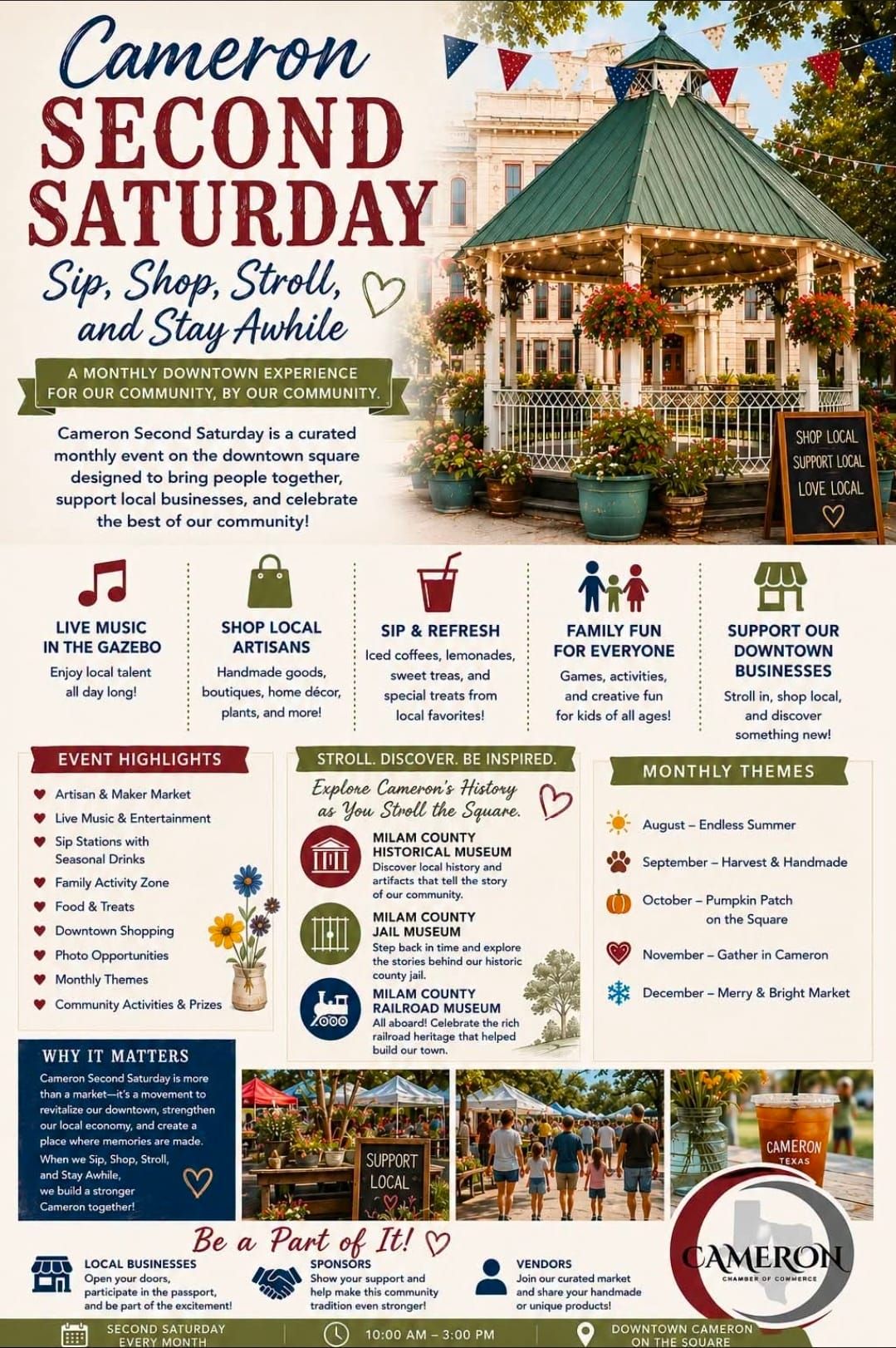 Downtown Cameron to Launch Monthly 'Second Saturday' Experience Beginning August 8