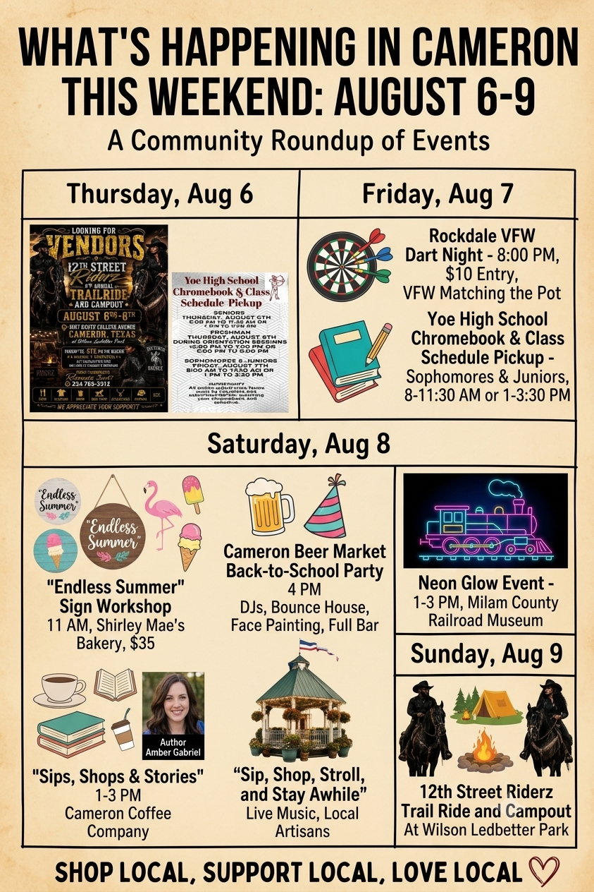 Come to Cameron This Weekend: Your Ultimate Itinerary for August 7th – 8th!