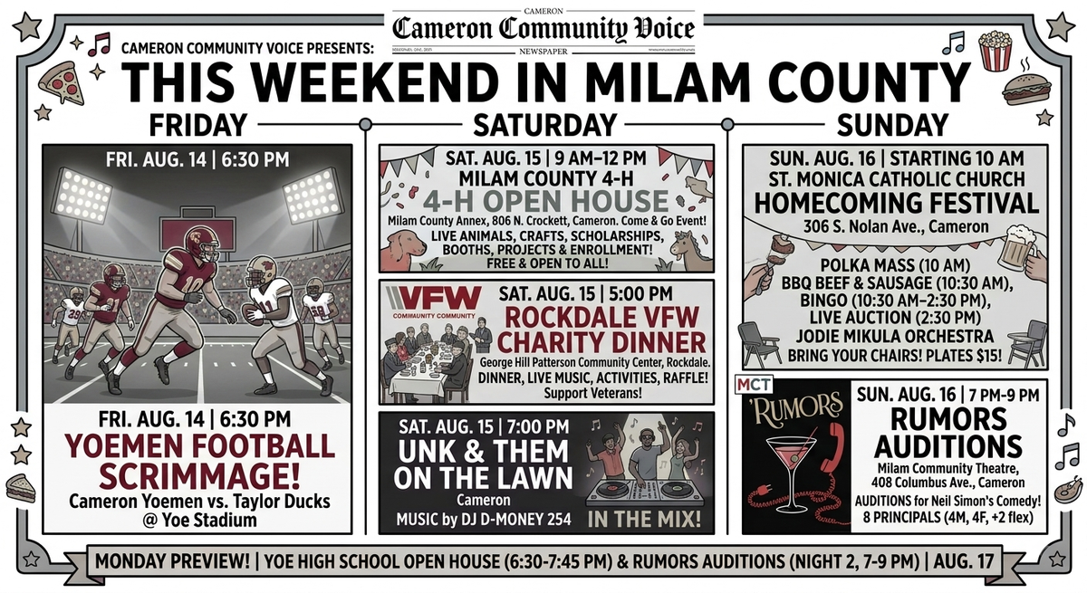 What’s Happening This Weekend in Milam County: August 14–17
