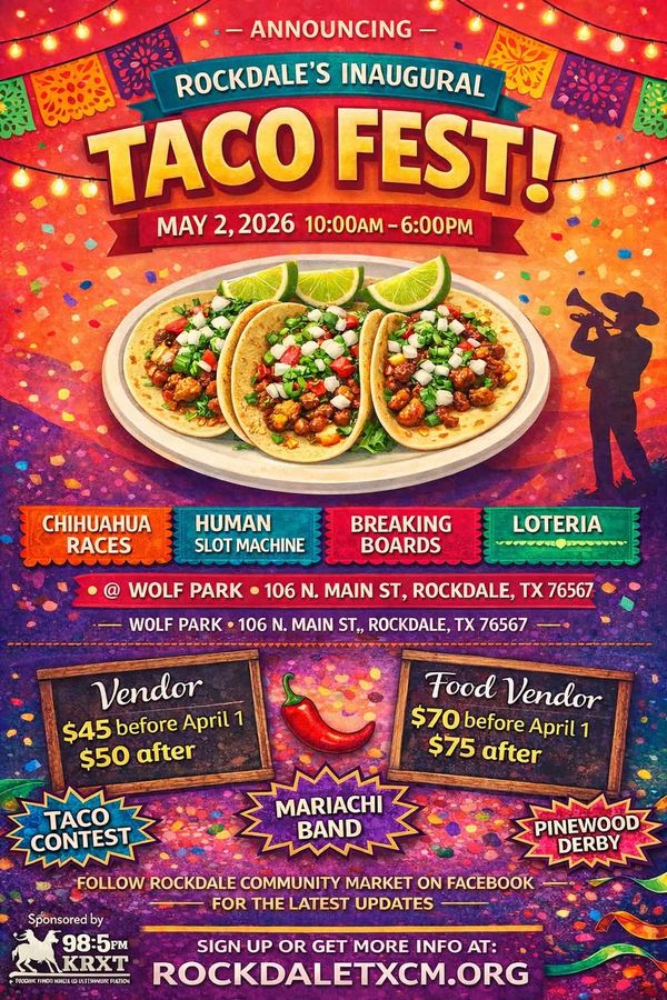 Rockdale Prepares to Bring the Heat: Inaugural Taco Fest Set for May 2nd