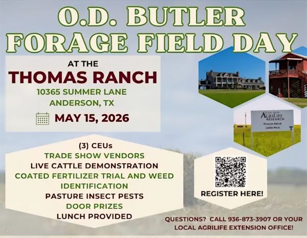 OD Butler Forage Field Day Returns to Anderson on May 15