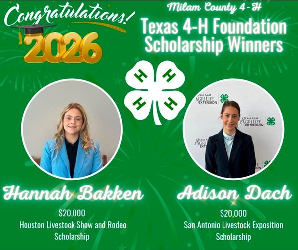 ​LOCAL YOUTH EARN $40,000 IN TEXAS 4-H FOUNDATION SCHOLARSHIPS