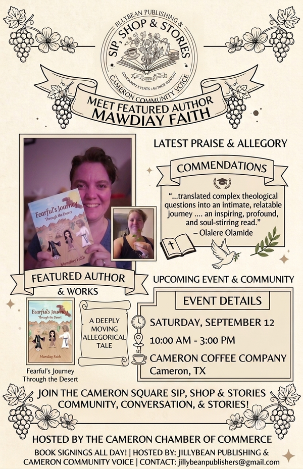 Local Author Mawdiay Faith Featured at Cameron Coffee Company This Saturday