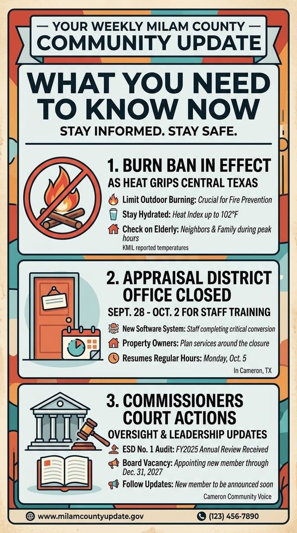 What You Need to Know in Milam County This Week
