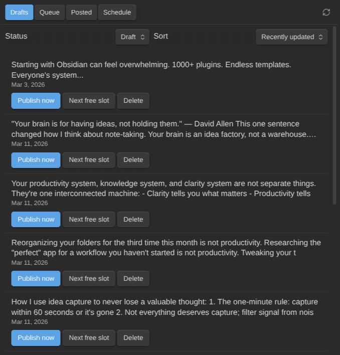 Typefully plugin for Obsidian
