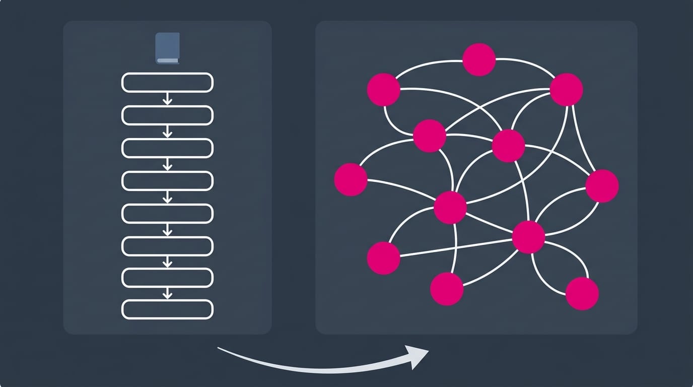A book presents ideas linearly, atomic notes recover the underlying graph