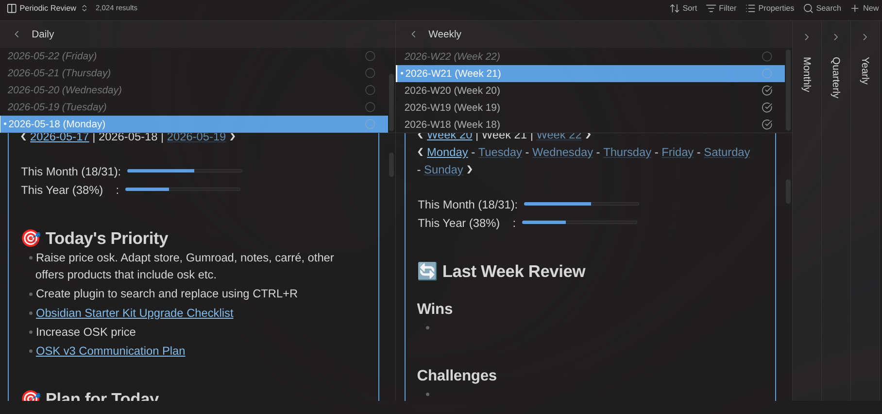 Obsidian Starter Kit - Screenshots - Periodic Reviews Base.png