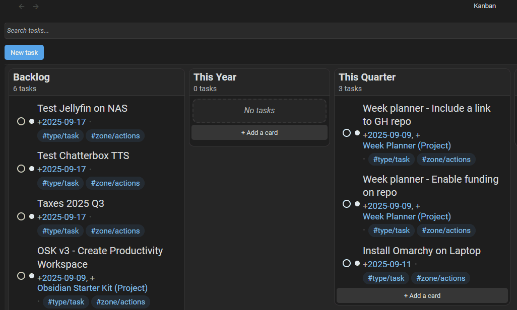 Obsidian Starter Kit - Screenshots - tasknotes kanban.png