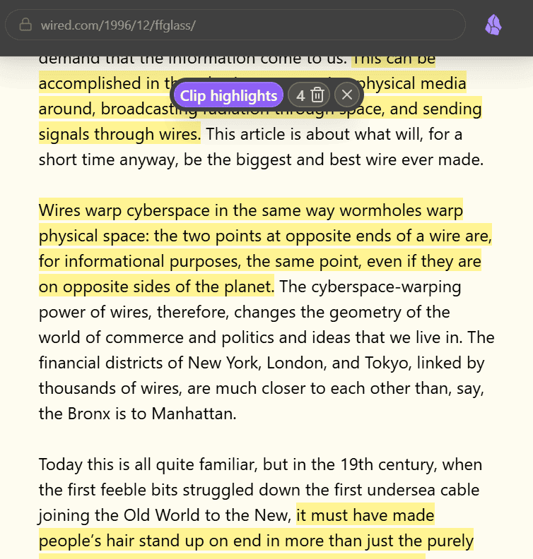 Obsidian Web Clipper - Example of highlighting