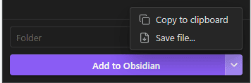 Obsidian Web Clipper - save options