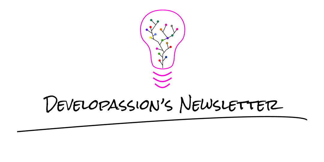 DeveloPassion's Newsletter logo: lightbulb sprouting colorful idea nodes