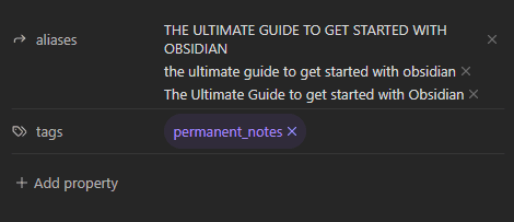 The File properties pane in Obsidian's sidebar