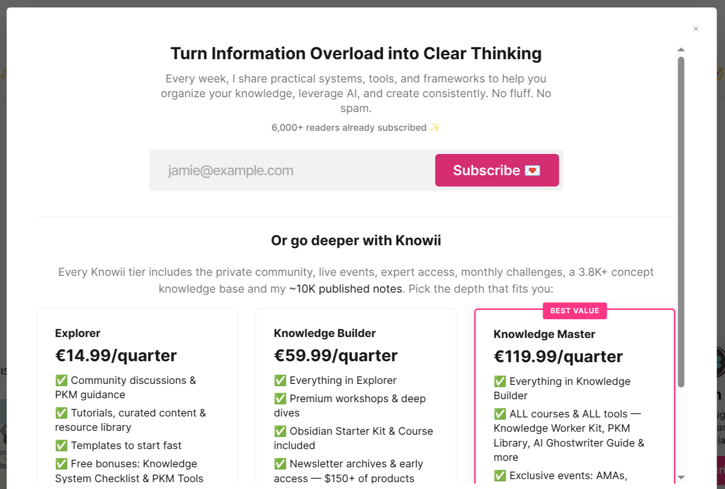 The new subscription panel.