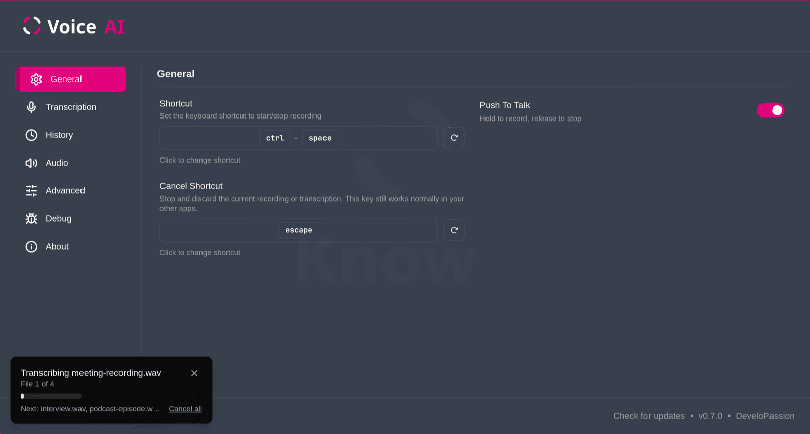 The progress card shows the current file and the rest of the queue.