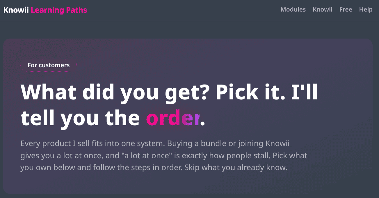 Pick what you own, get the order to go through it.