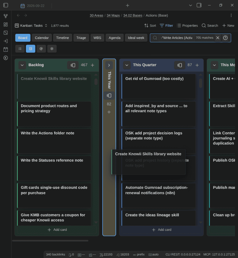 2026-09-22 - Kanban Action Planner plugin for Obsidian - collapsed column drop