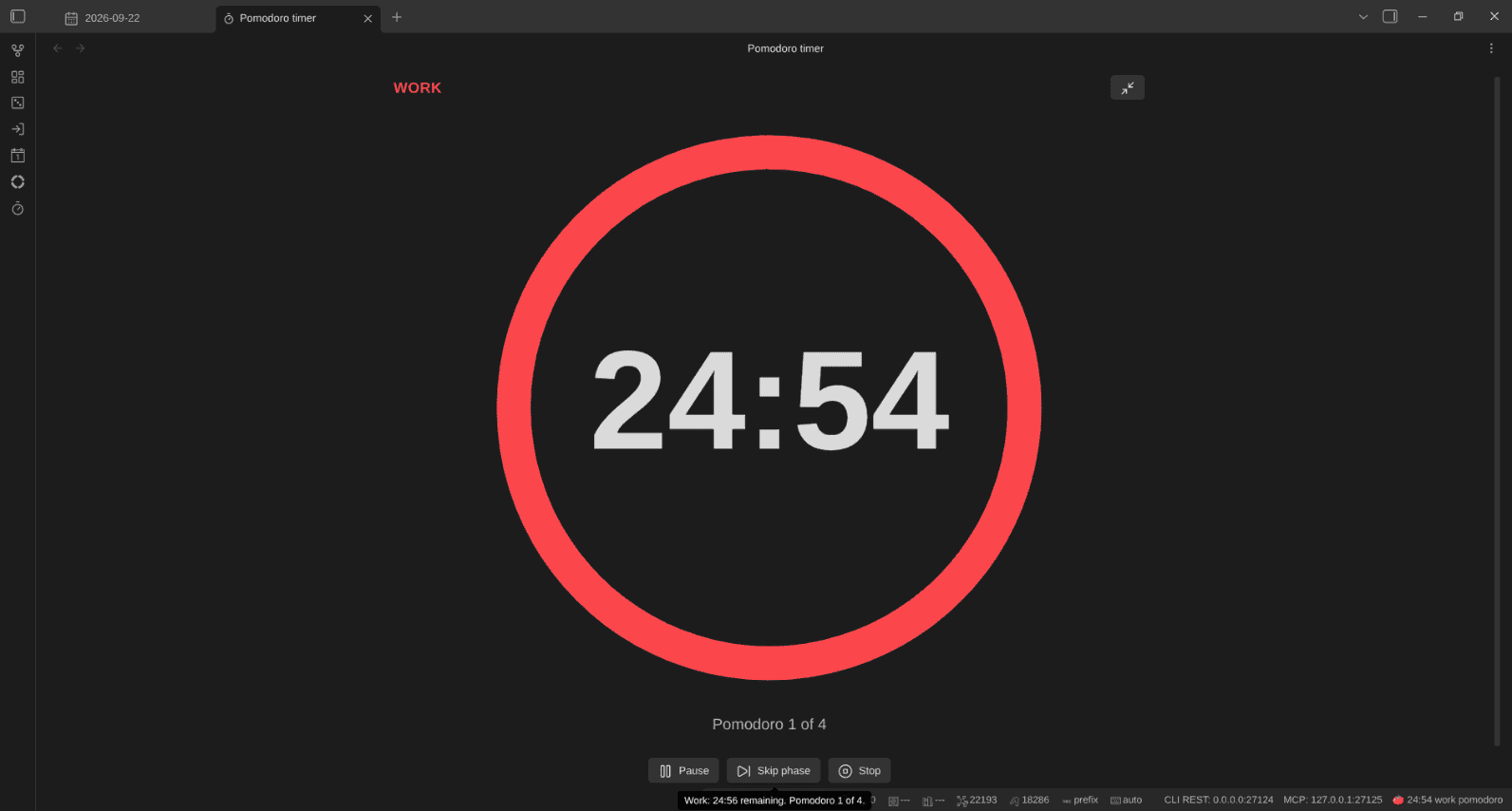 2026-09-22 - Kanban Action Planner plugin for Obsidian - pomodoro timer full screen