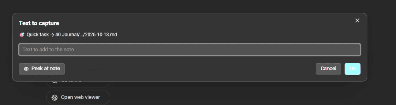 The capture dialog shows exactly where the text will go.