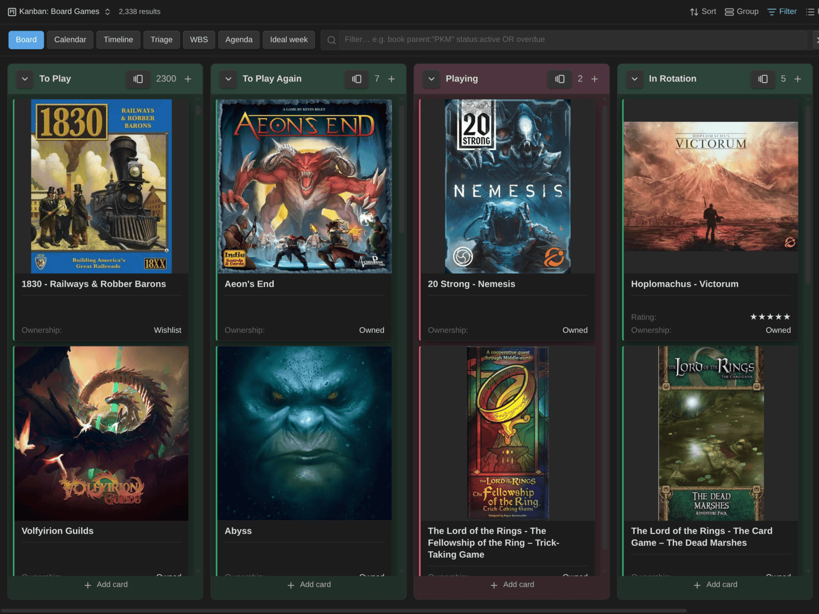 2026-10-17 - Kanban Action Planner plugin for Obsidian - board game covers
