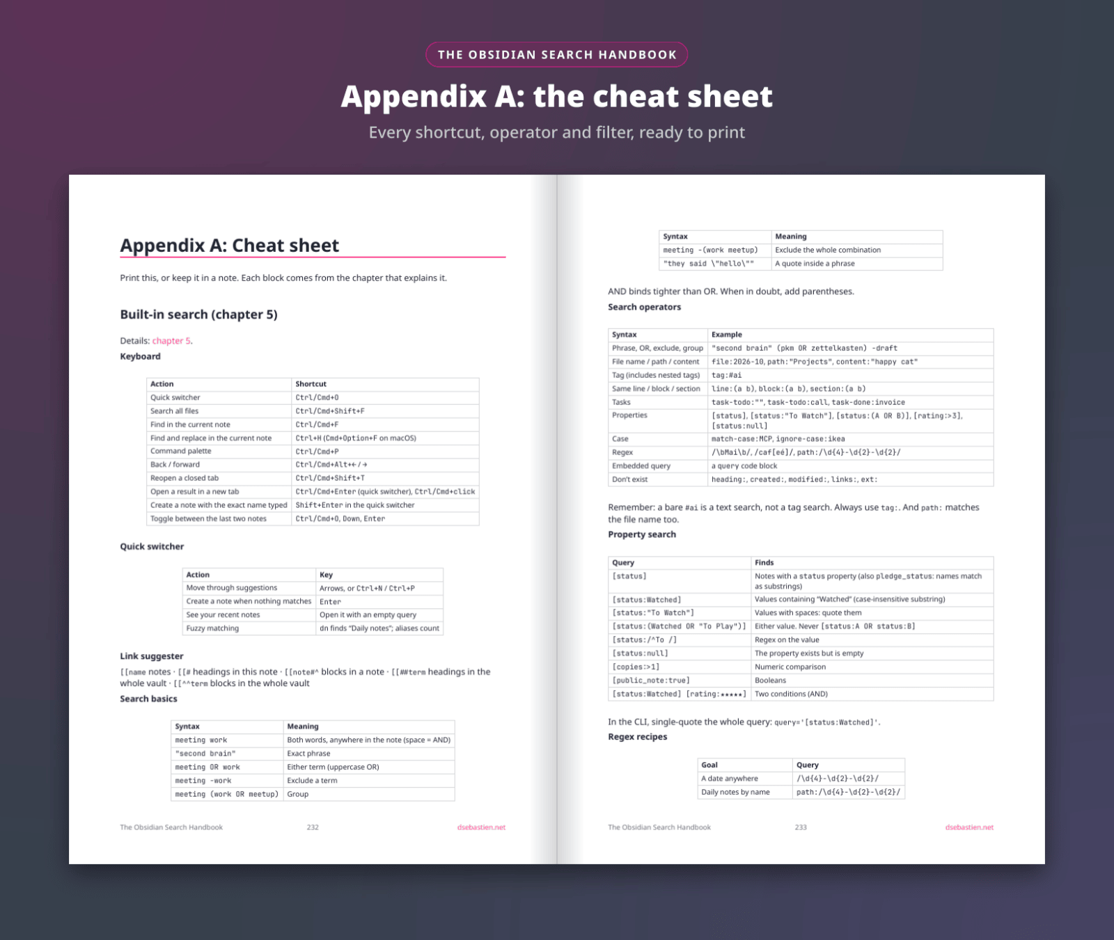 The Obsidian Search Handbook - cheat sheet appendix