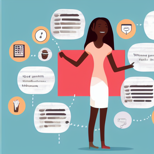 Woman surrounded by floating notes and idea bubbles, illustrating organizing personal knowledge
