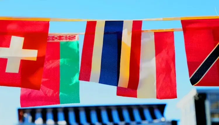 String of international flags, symbolizing translation of Angular Material's paginator