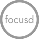 focusd community logo in a grey circle, lowercase wordmark for the zen productivity group