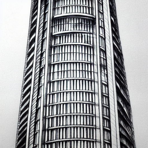 Sketch of a tall tower rising like Babel, evoking layered systems stacking toward a goal