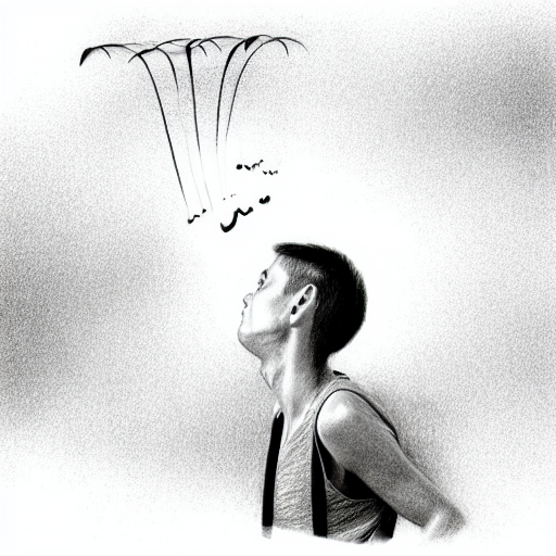 Pencil sketch of a person with thoughts rising from their head like birds, illustrating mental load