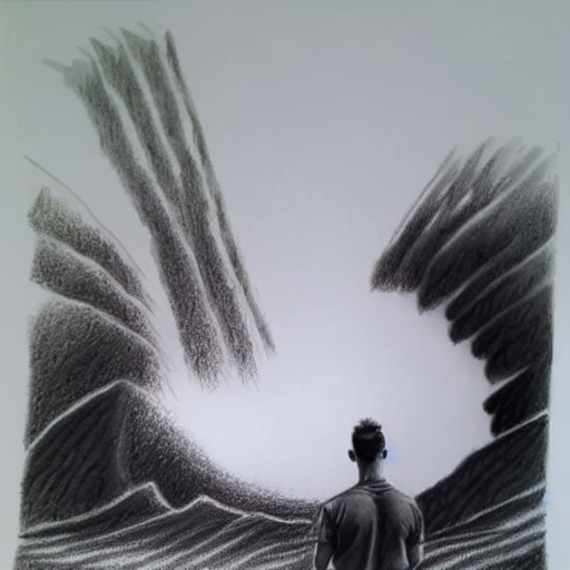 Lone figure facing a swirling storm, illustrating knowledge workers confronting the AI revolution