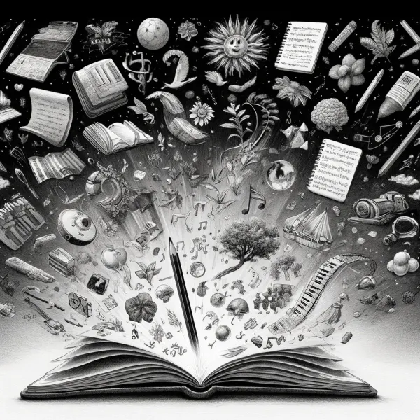 Open journal with ideas, emotions and memories flying out, journaling as richer than to-dos
