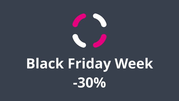 Black Friday Week promotional banner announcing 30 percent off all products
