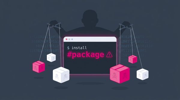 Attacker puppeteering malicious packages behind a hallucinated install command