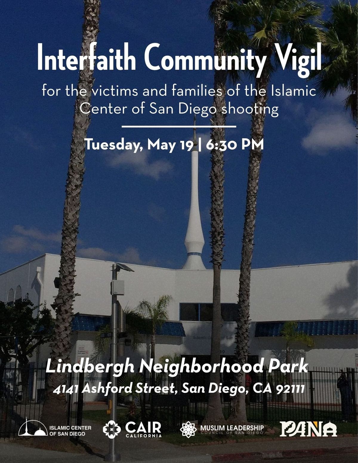 Join Us Today, May 19th at 6:30pm - Interfaith Community Vigil