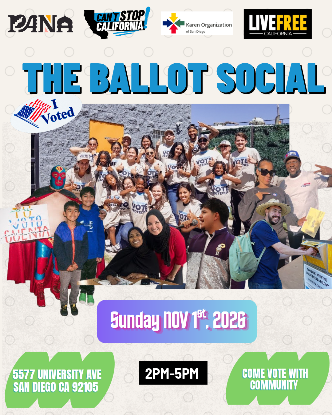 The Ballot Social - This Sunday Nov 1st @ 2pm-5pm