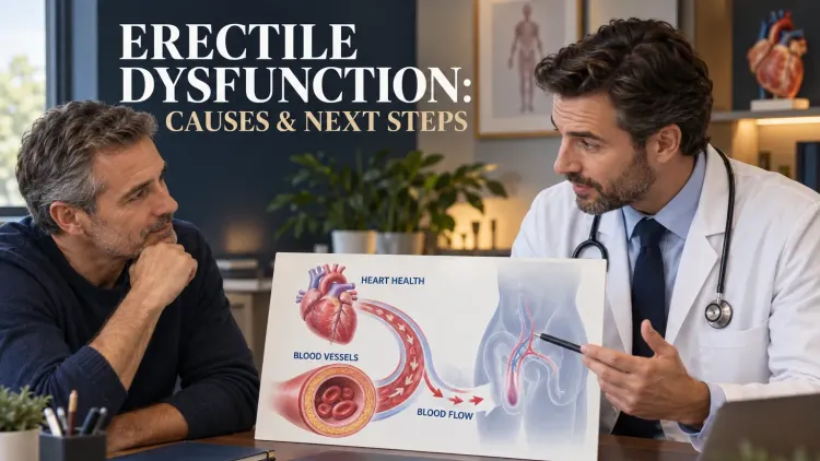 Doctor explains how cardiovascular health and blood flow can contribute to erectile dysfunction.